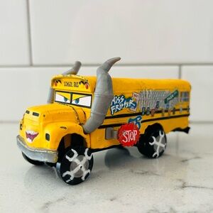 Disney Pixar Cars Miss Fritter School Bus #58 Demo Derby 1:55 Toy Vehicle